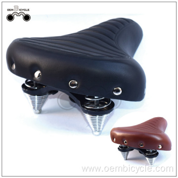 Large soft classic spring leather bicycle saddle